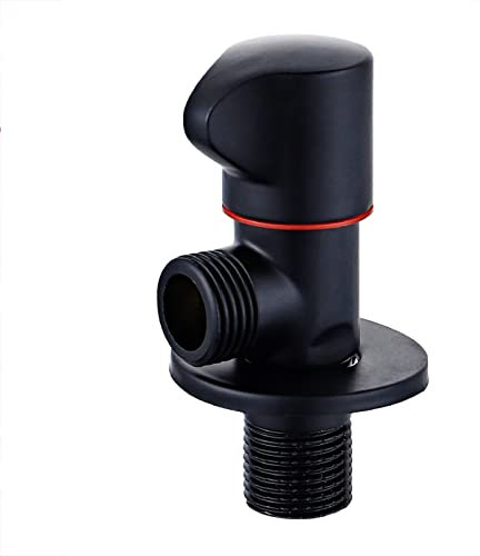 GEBBEM Eckventil 1/2 x 3/8 Mattschwarz Wasserventil 1/2 Zoll Ventil Messing G1/2 Zoll Wandmontage Balkon Badanschlussventil 1/2 Absperrventil Wasserleitung,Schwarz C (Color : Black B)