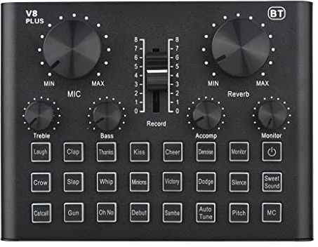 V8 Plus Live Sound Card for Streaming 15 Effects USB Audio Mixer for Microphone Voice Changer Device