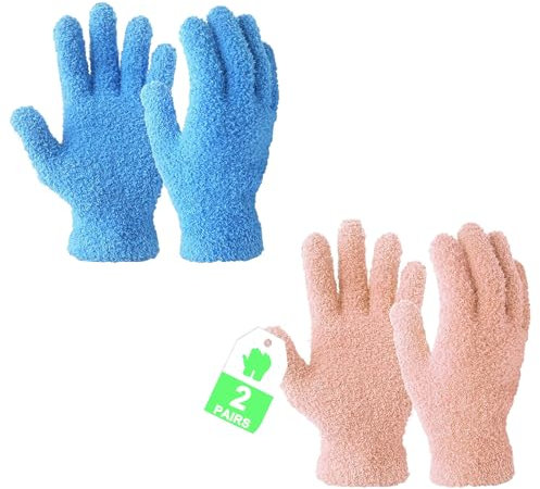 Migliore Wear 2 Pairs Microfiber Dusting Gloves, Household Cleaning Gloves Plant, No Scratching Dust Gloves, Duster Cleaner Tool for Blind, Leaf, Lamp Polishing