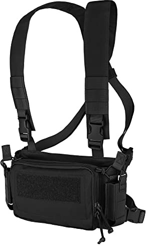 KRYDEX GEAR Chest Rig Vest mit 5.56/7.62 Mag Taschen 9mm Pistol Magazin Taschen und X-Harness Taktische Weste für CS Spiele, Militärfans und Airsoft-Jagdspiele