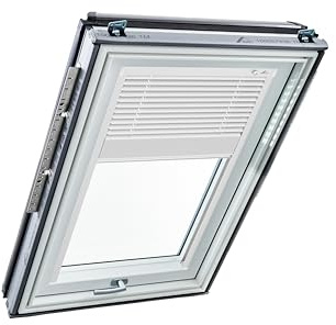 Original Roto Jalousette ZJA für Roto Dachfenster - Führungsschiene Weiß - Jalousie für Baureihe Designo R6/R8, i8 und Classic K 64/84 - Größe 054/098 | 05/09 - Stofffarbe Weiß