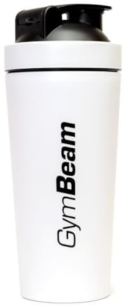 GymBeam Shaker in Acciaio Inossidabile, Shaker da Palestra da 750ml, Leggero e Resistente, Non Assorbe gli Odori, Ideale per Bevande Fredde, Protein Shaker di Alta Qualità (Bianco)