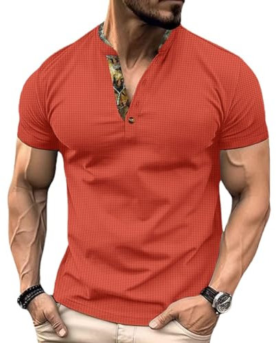 Männer Kurzarm Tops Waffel Kragen Camouflage Polo Shirt Casual Golf T-Shirts Kontrast Kragen Tee Shirt Top