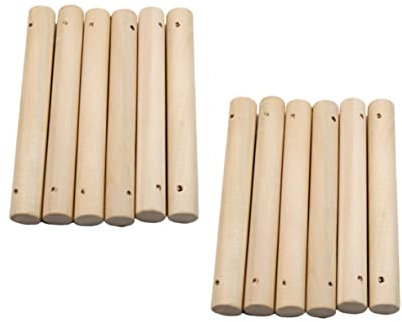 VILLFUL 25stücke Massive Holz-rundstäbe Bastelstäbe Aus Holz Mit Loch Für Holzarbeiten Diy-projekte Spielzeugmodelle Und Haustierleitern
