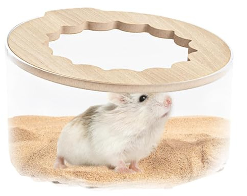 Sandbadebox für Kleintiere, Hamster-Badewanne, Reinigungs- und Badezubehör, stabiler Hamster-Sandkasten, Sandbad, Hamsterdeckel, transparentes Design für Zwerghamster