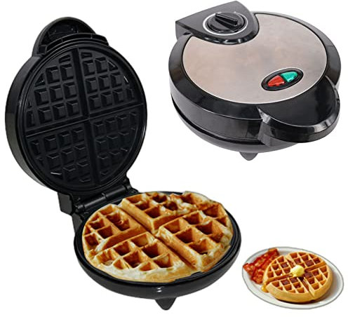 Maschine Für Belgische Waffeln Mit 4 Scheiben Rundes Klassisches Waffelautomat 2-Scheiben Waffeleisen Doppelseitige Gleichmäßige Erwärmung Für Fluffige Goldene Waffeln, Paninis, Hash Browns 1200W