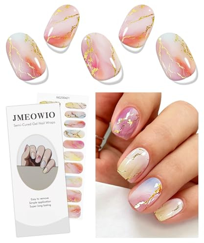 JMEOWIO Gel Semicurado de Pegatinas Mármol Colorido Semi-Curado Gel Nail Art Stickers Decoración