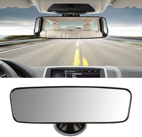 Rearview Mirror, Universal Anti-Glare Learner Coach Mirror, High Definition Flat Rearview Mirror, Adhesive In-Vehicle Suction Cup Auxiliary Reversing Mirror for Sedans,SUVs,CRVs,Vans (200 X 60mm)