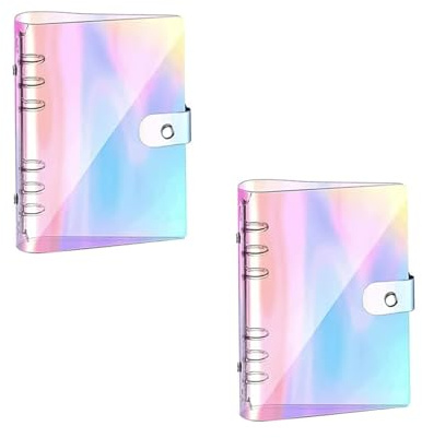 YFaith A6 Ringbuch, 2 Stück Klare Farbe Ringbuch A6 Nachfüllbar, 6 Ringe Budget Binder mit Knöpfen, PVC Notizbuch, Budget Planner für Notizbücher, Fotoalben, Tagebücher