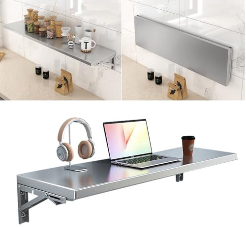 Pounjsd Tavolo Pieghevole A Parete 120×40cm,tavolo da lavoro cucina pieghevole,Scrivania Porta Pc, Scrivania Da Parete, Scrivania, Salva Spazio,Tavolo Da Muro Pieghevole Cucina,Per Sala Da Pranzo