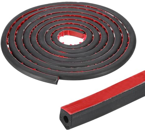 PATIKIL 13 ft D Shape Rubber Seal Strip, Self-Adhesive EPDM Rubber Door Weather Stripping for Boat, RV, Auto, Truck, Marine, Garage Doors/Window, W: 1/2, H: 1/2, Black/Red