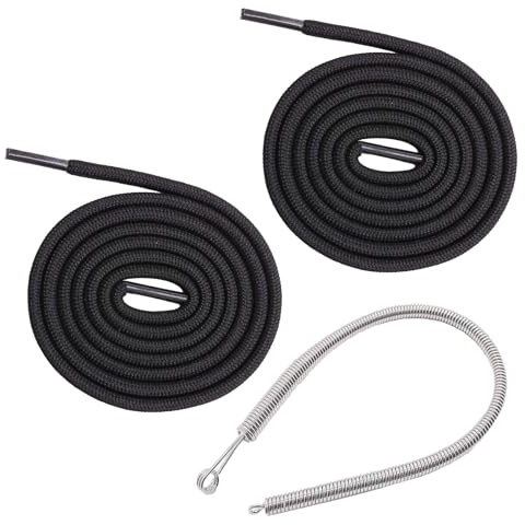 HUATEEN Flachkordel mit Einfädelwerkzeug,2er-Pack 160cm Schwarz Elastische Schnürbänder für Jogginghosen,Hoodies,Hosenbänder Kordelzug,Kapuzenband, Hosenschnur Flachkordelband,Kordelzug,Hoody-Kordel