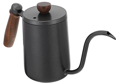 NAMOARLY Gooseneck Stainless Steel Coffee Kettle 600ml Long Spout Hand Brewing Tea Pot Black for Stove Top Use