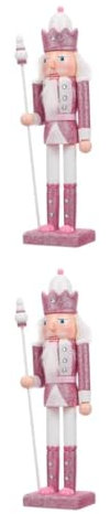Cabilock 2 Pz Burattini Schiaccianoci Decorazione Natalizia Di Schiaccianoci Soldato Alto Bambole Di Natale Figura Di Di Natale Noel Di Legno Rosa