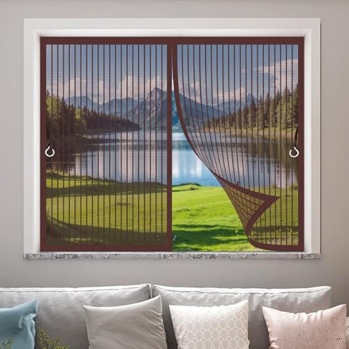 Magnet Fliegengitter Tür 85 x 210 cm Insektenschutz Kinderleichte Klebemontage Ohne Bohren Fliegengitter Magnet Tur für Eingangstür Und Hintertür, Braun