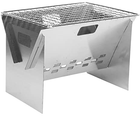 Akozon BBQ a Carbone Pieghevole, Griglia Barbecue Portatile per Campeggio Esterno B in Acciaio Inossidabile Mini Staccabile