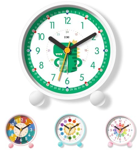 ZeiLaBang Kakadi Despertador infantil para principiantes en la escuela, despertador para niños, analógico sin tictac, despertador silencioso para niños y niñas, adecuado para regalos escolares, como