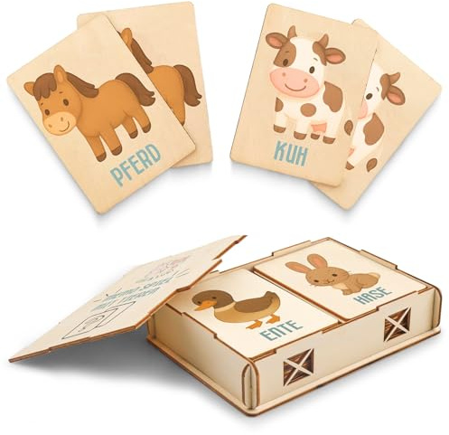 Lilli&Luki® Spielzeug ab 2 Jahre [20 Karten] Montessori | Kinderspielzeug | Logopädie | Lesen Lernen 1. klasse | Geschenk | Lernspiele | Memo | Mädchen | Holzspielzeug | Geschenkideen | Lernspielzeug