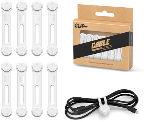 Kanemc Magnetic Cable Ties, 8 Pieces Reusable Cable Ties Cord Organiser, Magnetic Cable Tidy Clips Silicone Cable Straps for Organizing and Bundling Wires, Charging Cords, Earphone (White)