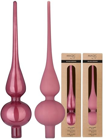 Christbaumspitze Glas 26cm x 1 Stück - matt oder glänzend Sortiert - Große Weihnachtsbaumspitze für Weihnachtsbaum - Christbaumschmuck & Weihnachtsbaumschmuck - Dusty Rose