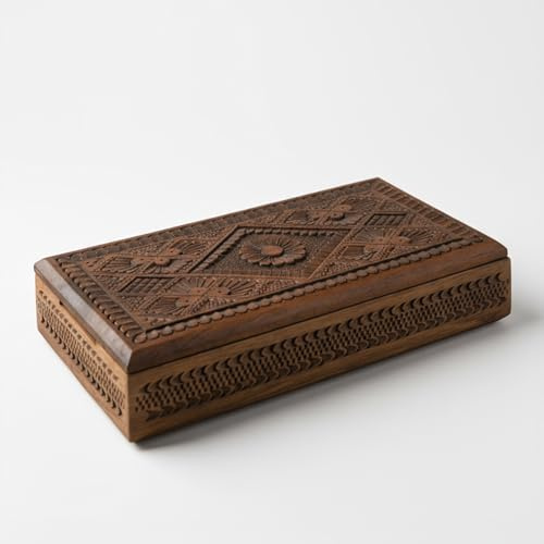 WAGA - DUNYA Boîte à Bijoux en Noyer - Pièce Unique - Fait à la Main - Artisanat Reconnu par l'UNESCO - Idée Cadeau Saint Valentin, Anniversaire, Mariage - Design et Élégance