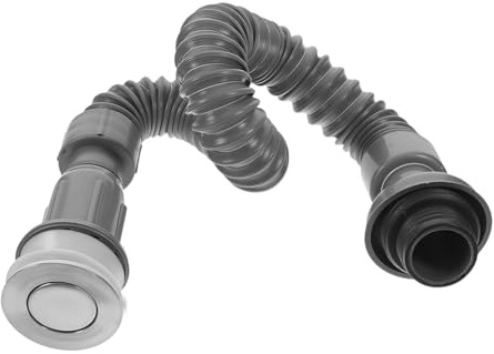 Tuyau de vidange d'évier flexible chromé – Tube réglable pour plomberie de salle de bain, bondes et raccords d'évier universels, installation facile, solution anti-fuite