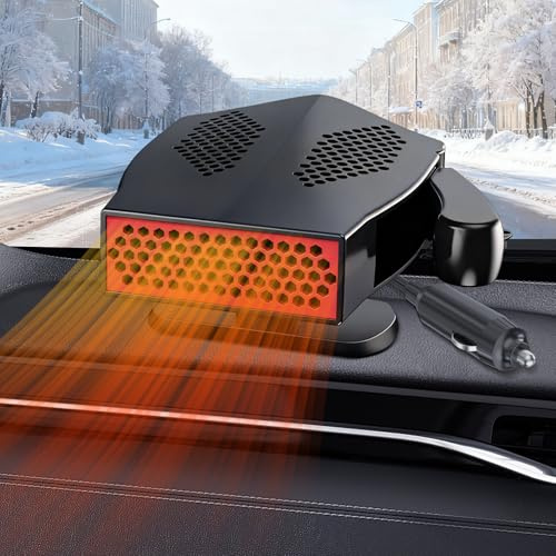 Chauffage de Voiture 12 Volt: Qidoe Chauffage Portable 12V 150 W et dégivreur, 2 en 1 Chauffage Rapide de Pare-Brise de Voiture avec Allume-Cigare Désembueur pour Camper, Caravanes,Camion, Taxi