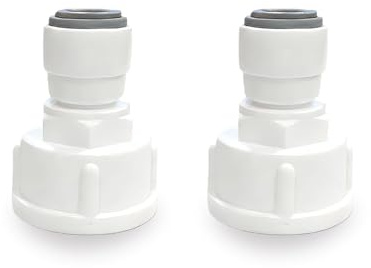Lot de 2 adaptateurs rapides pour filtre à eau RO - Filetage intérieur 3/4 vers raccord droit de tuyau d'eau 1/4 - Adaptateur de raccordement pour filtre à eau - Double joint torique - Raccord