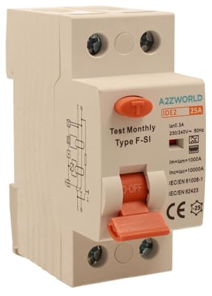 Interruttore Differenziale Tipo F-SI Super Immunizzato, Salvavita 25A, RCCB 0.3A 1P+N 10kA 300mA 2 Moduli, Risolvi Scatti Indesiderati da Armoniche e Sovratensioni Impulsive