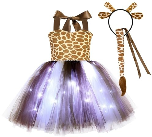 Kelandoom Jupe Tutu Bebe Fille LED Lumineuse Robe Bal Jupes Filles Costume pour Le Carnaval Enfant Deguisement 12 Ans De Danse Vêtements Princesse Ballet Enfants 3 À 8 (Kaki1,8-9 Ans)