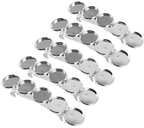LIFKOME 5 Stück Teiliges Haarspangen Rohlinge Kupfer DIY Schmuckzubehör Rundes Tablett Vielseitig für Individuelle Haarclip Gestaltung Langlebig Stilvoll Silber