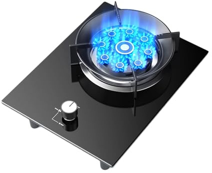 Fornello A Gas 1 Fuoco, Timer Fuoco Elevato A 9 Cavità Da 7,2 KW, Piano Cottura A Gas GPL/GN, Con Protezione Antifiamma, Installazione Desktop/incorporata(LPG)