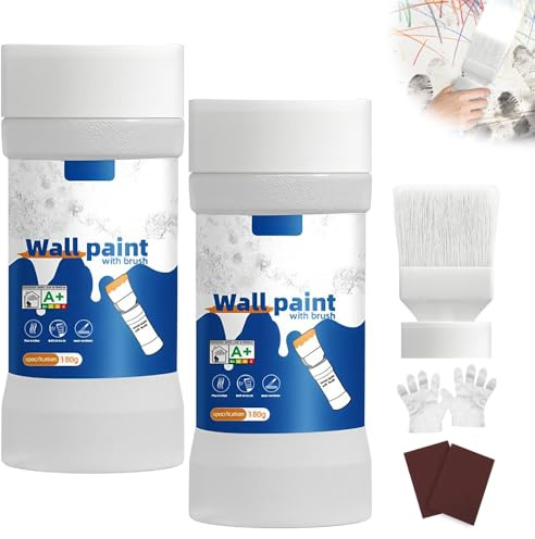 Mbuaopa Wall Repair Rolling Brush, 2 Pcs Wall Repair Roller Paint White with 2 Gloves and Sandpaper, Drying Latex Paint Roller for Graffiti Scratches Stains Footprints