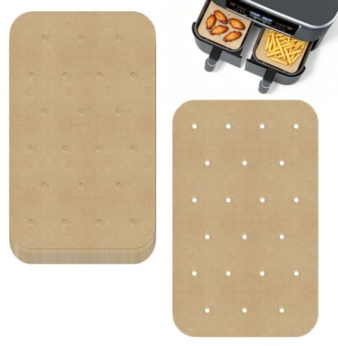 200 Pièces Papier Cuisson Air Fryer, Papier Air Fryer, Papier Sulfurisé pour Air Fryer, Feuilles de Papier Sulfurisé Perforé Antiadhésif, Compatible Friteuse À Air Double Ninja Foodi, 20,5x14cm
