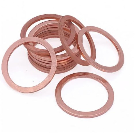 Arandelas de cobre for tapón de cárter de aceite, anillos de junta de sellado planos sólidos M5-M60 for prevención de fugas de fluido y aceite