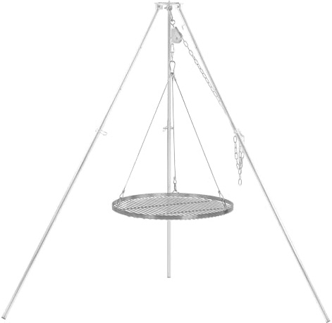 BBQ-Toro Barbacoa giratoria con tres patas de 60 cm de diámetro, hierro galvanizado, altura regulable 119 – 184 cm, trípode para brasero, parrilla giratoria sin brasero, barbacoa de jardín
