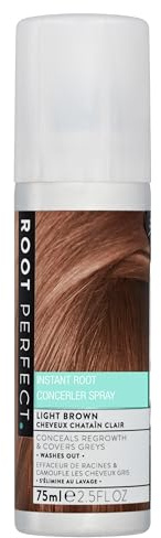 Root Perfect Root Touch Up Concealer Spray Light Brown 75ml | Temporary root touch up spray - grey root concealer, quick-dry matte, Light Brown 75ml