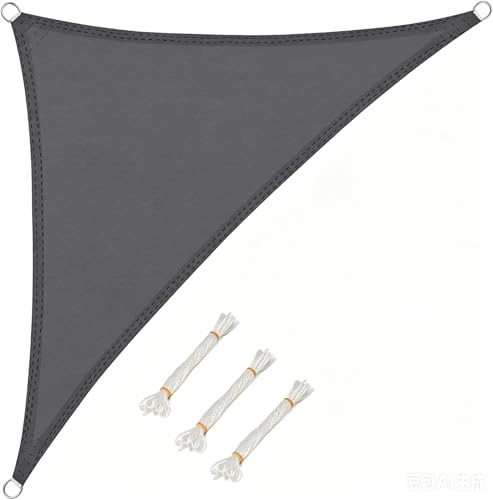 WOLTU Solsegel, trekantigt 3 x 3 x 4,25 m, grått, vattenavvisande solskydd i polyester, vindskydd med UV-skydd, för trädgård, terrass, camping
