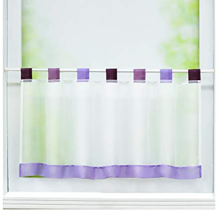 Joyswahl Scheibengardine Voile Bistrogardine »Esther« Glatte Kurzstore Transparente Gardine Stores HxB 30x90cm Violett 1er Pack