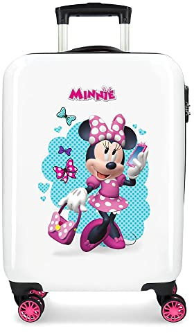 Disney Minnie Good Mood Kabinenkoffer Mehrfarbig 34x55x20 cms Hartschalen ABS Kombinationsschloss 32L 2,5Kgs 4 Doppelräder Handgepäck, Weiß