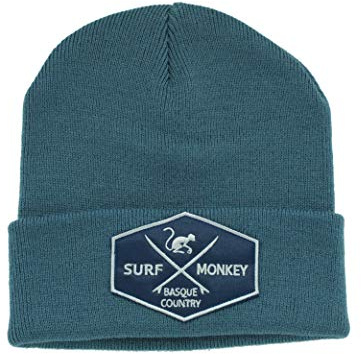 DRESSED IN MUSIC PLAY WITH ME Beanie mit Krempe für Männer - Winter Mütze - Original Cuffed Beanie - 100% Weiches Acryl - Patch am Umschlag Surfing the Basque Country
