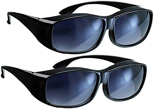 PEARL Überbrille: 2er-Set Überzieh-Sonnenbrillen Day Vision für Brillenträger (Überbrille Sonnenbrille Damen, für Brillenträger Damen, Pool)