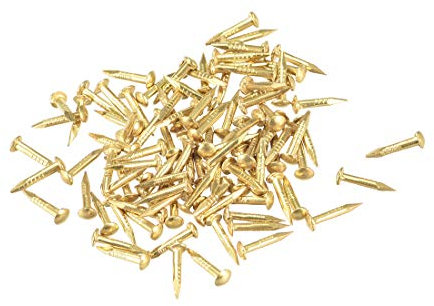 sourcing map 100 Stück Kleine Messingnägel 1mmX8mm (DxL) für Holz DIY Dekorative Bilder Boxen Haushaltszubehör Messing Ton