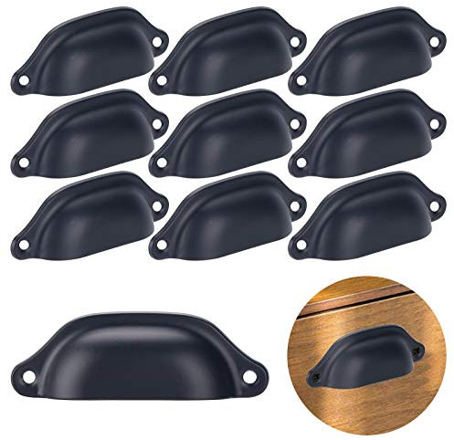 anyuan boy 20 Stück Vintage Muschelgriffe Schublade Eisen Griffe, Schwarzer Muschelgriff für Kabinett Schubladen Schrank Apothekerschrank