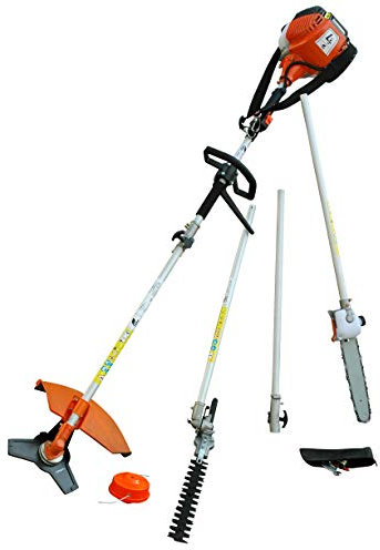 Yerd 4-Takt Benzin Motorsense MS40 5in1 Multitool 38 CCM inkl.Verlängerung 1,5 PS 1,1kw Multi-Freischneider Freischneider, Rasen-Trimmer, Hochentaster,Heckenschere, AST-Kettensäge Kombisystem