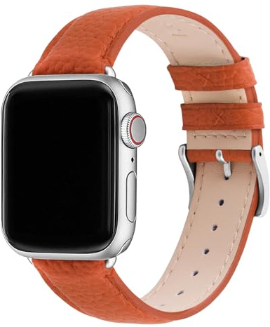 Fullmosa Kompatibel med Apple Watch Armband 44mm 46mm 45mm 42mm 49mm Kvinnor Män, ersättningsarmband i äkta läder för iwatch SE Series 10 9 8 7 6 5 4 3 2 1 Ultra, Vintage Klockarmband