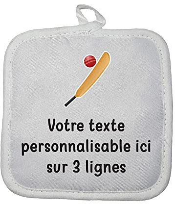 Manique Gant de Cuisine Pictogramme Cricket avec Texte Personnalisable