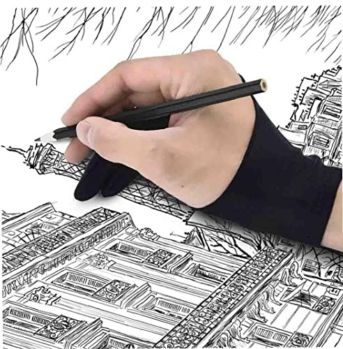 2 Stücke Künstlerhandschuh Für Zeichnung, Schwarz 2 Finger Malerei Digital Tablet Schreibhandschuh Anti-fouling Für Kunst Studenten, Kunstliebhaber