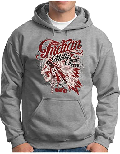 OM3® Indian-Motorcycle-Club Hoodie | Herren | Skull Chopper Bike Motorbike | Kapuzen-Pullover S - 4XL