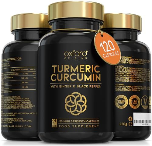 Advanced Turmeric and Black Pepper Capsules 4030mg Made in the UK | ONE per Day Turmeric Supplement with Ginger & Black Pepper | 120 High Strength Tumeric Curcumin Capsules for Joints | 4 Month Supply